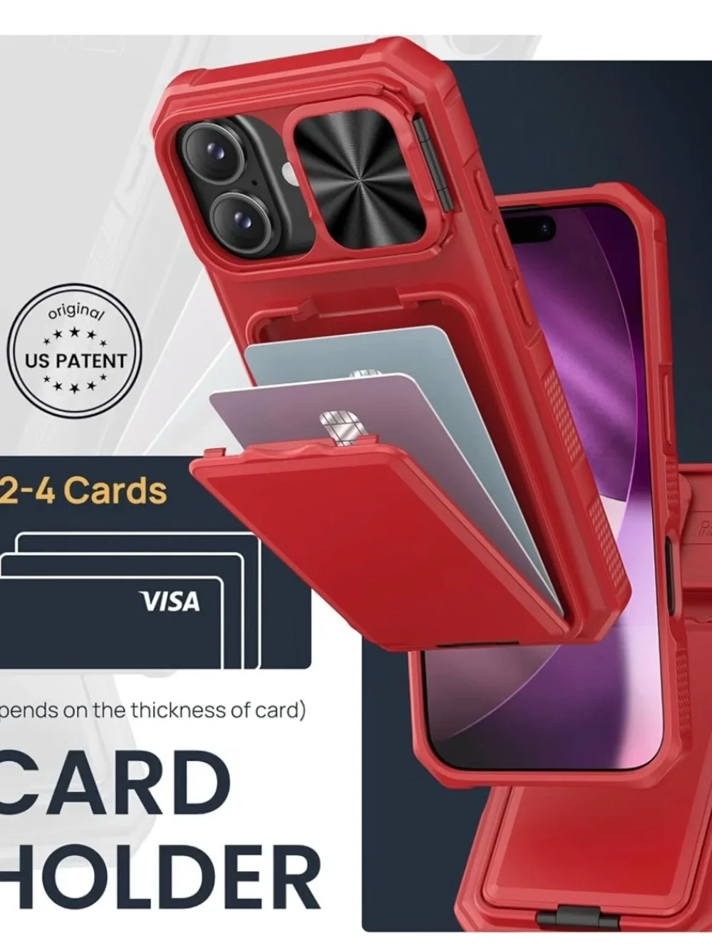 Apple iPhone 17 Red Camera-Slide Card Wallet Case